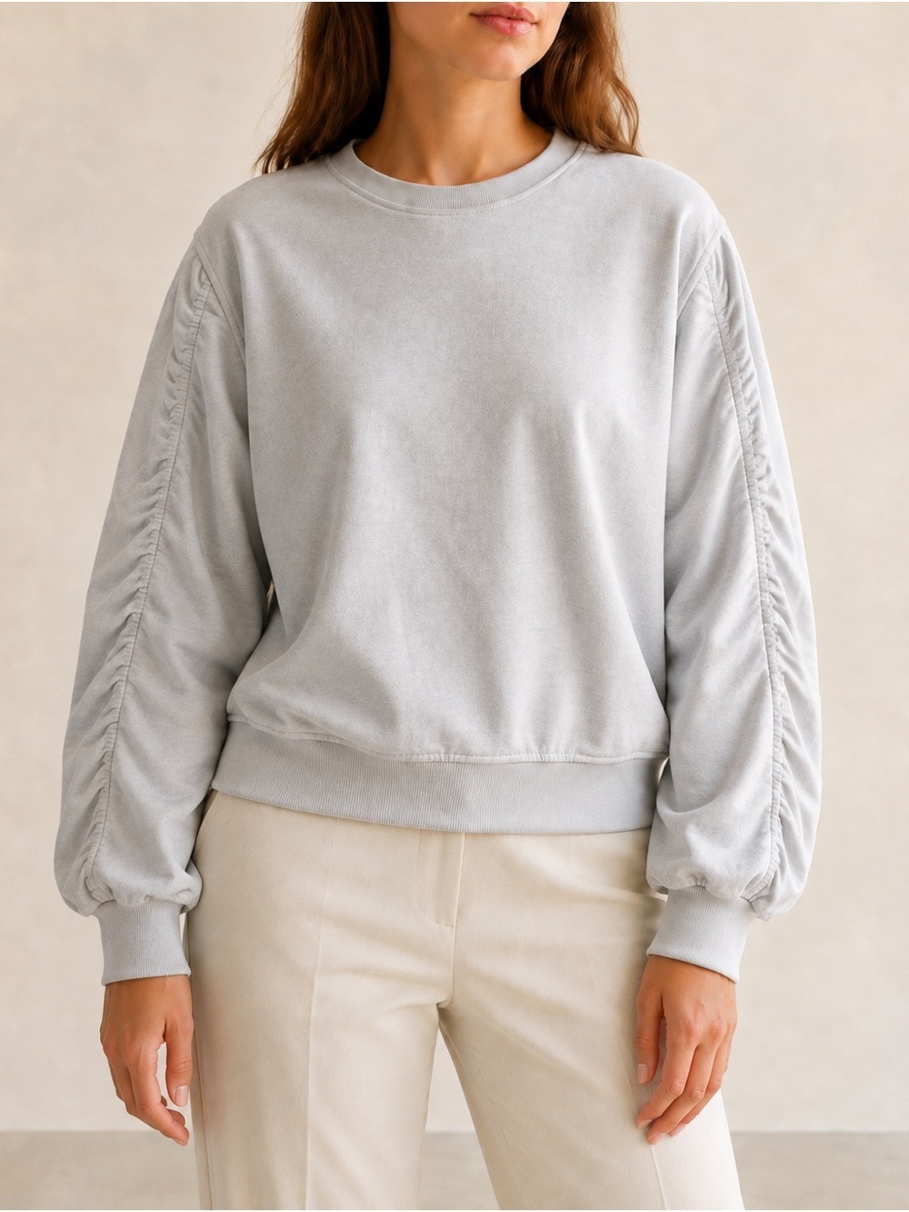 Gray State Puff Sleeve Sweatshirt Light Gray